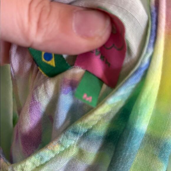 Farm Rio Brazil Tie Dye Ruffle Colorful Maxi Dress Medium Rare - Picture 5 of 5